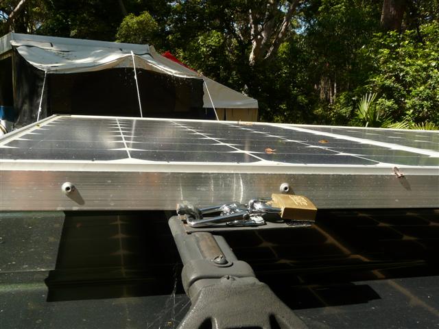 Three 60 watt solar panels joined together with aluminium angle are 